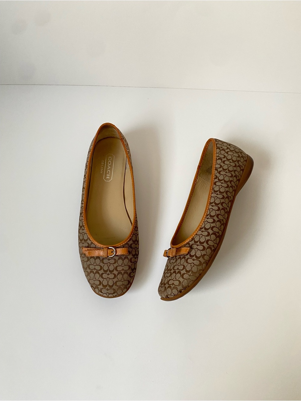 Coach Crystal Brown Signature Canvas Ballet Flats Size 7.5